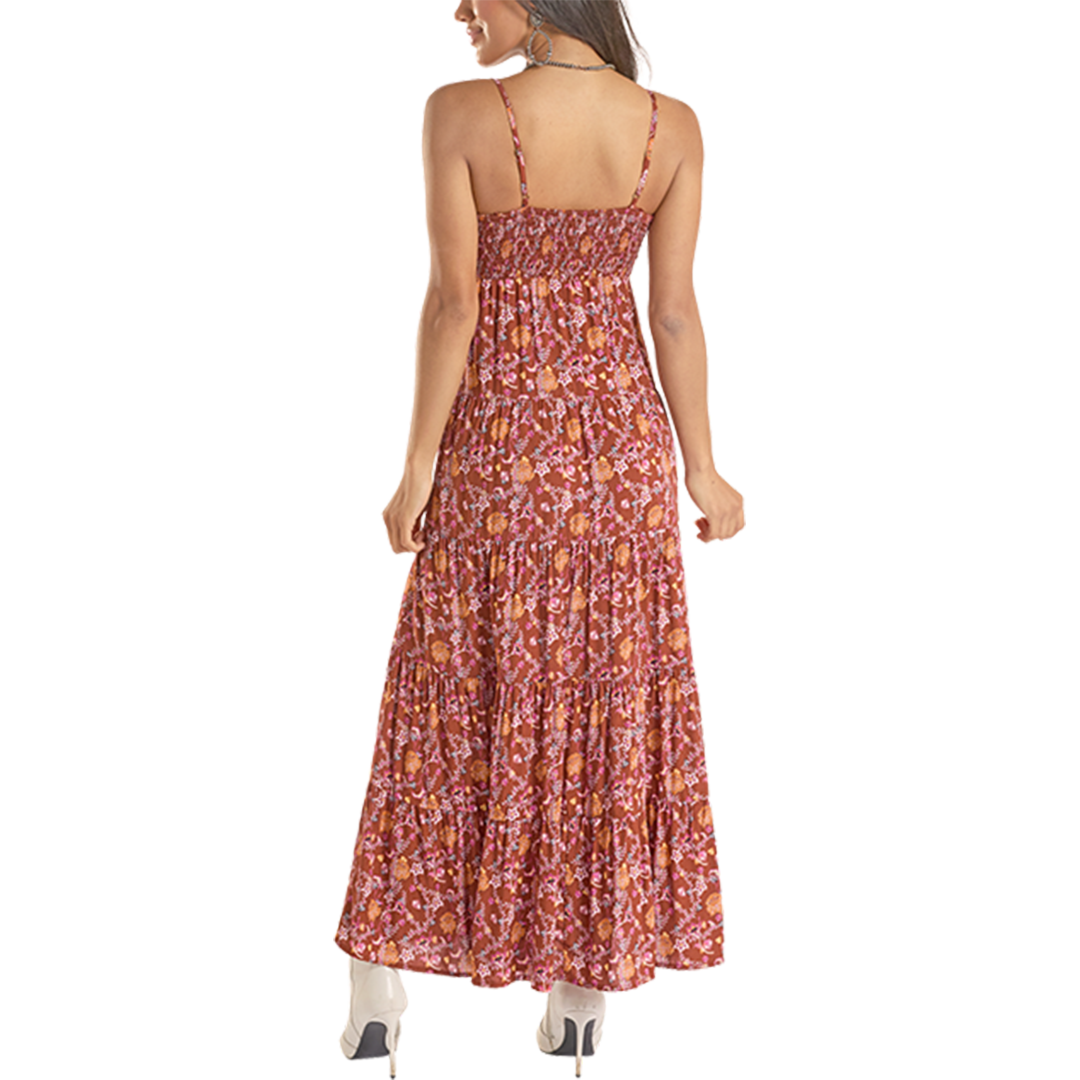 Rock & Roll Denim Women's Floral Halter Maxi Dress