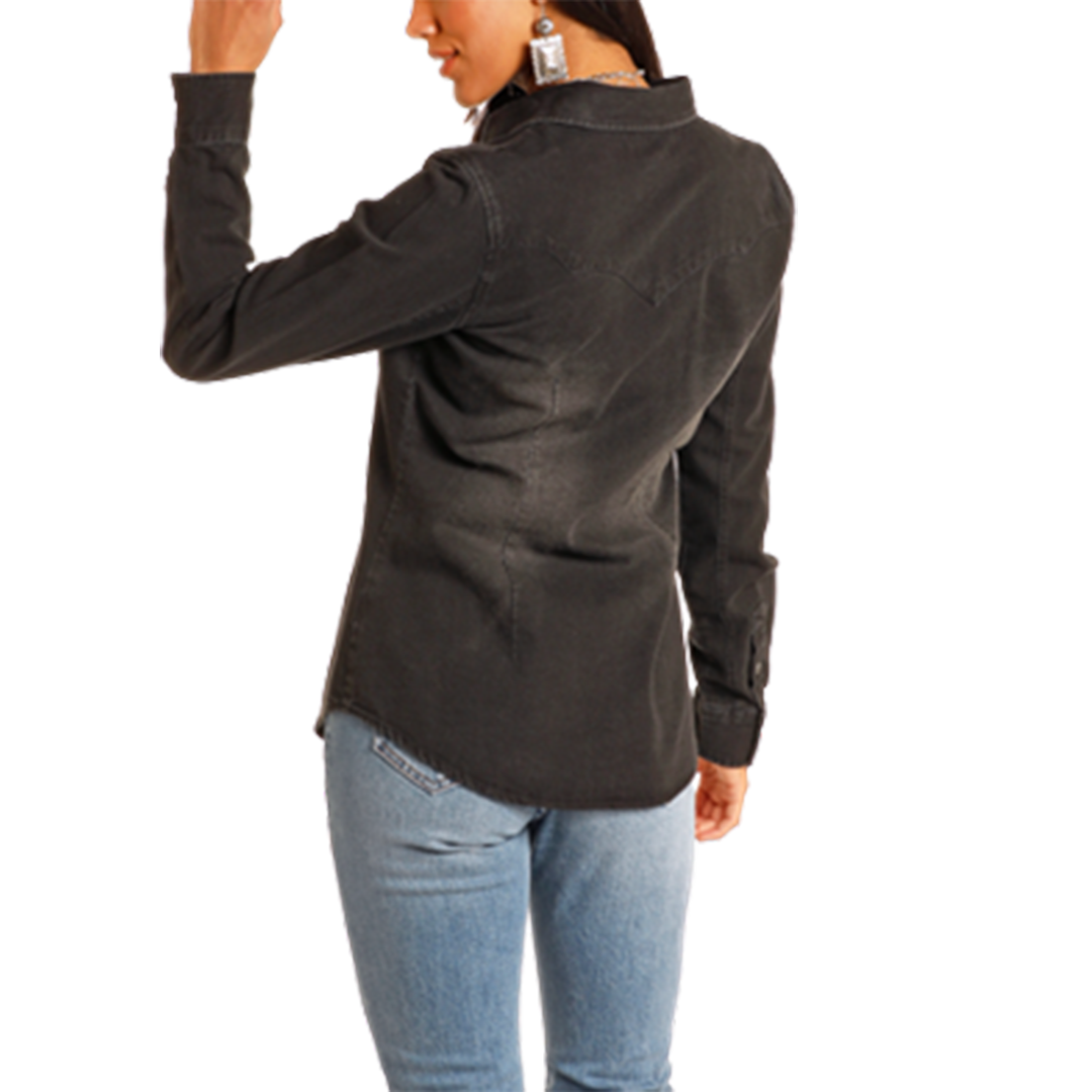Rock & Roll Denim Women's Black Denim Long Sleeve Shirt