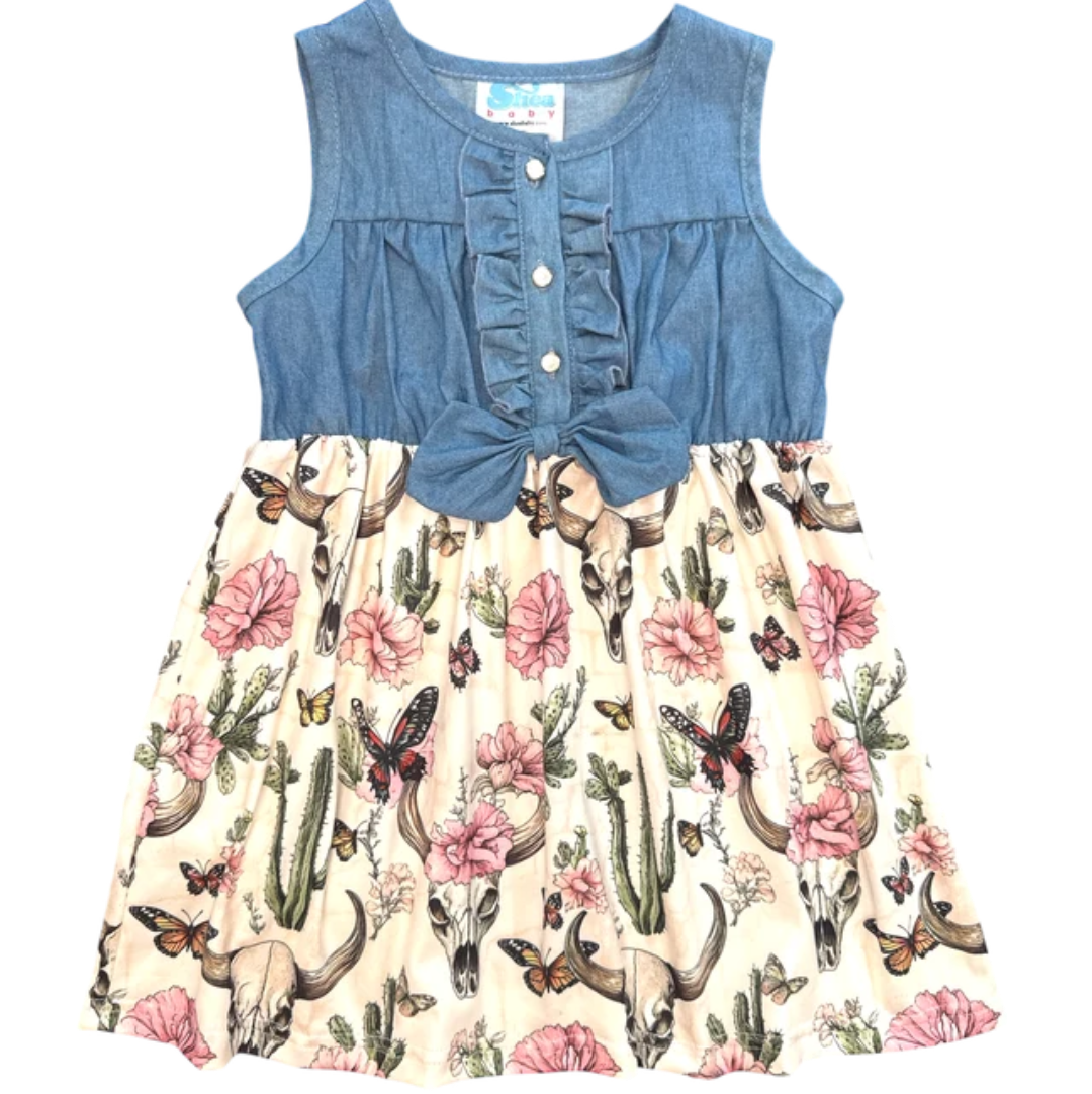 Shea Baby Denim & Cactus Floral Dress