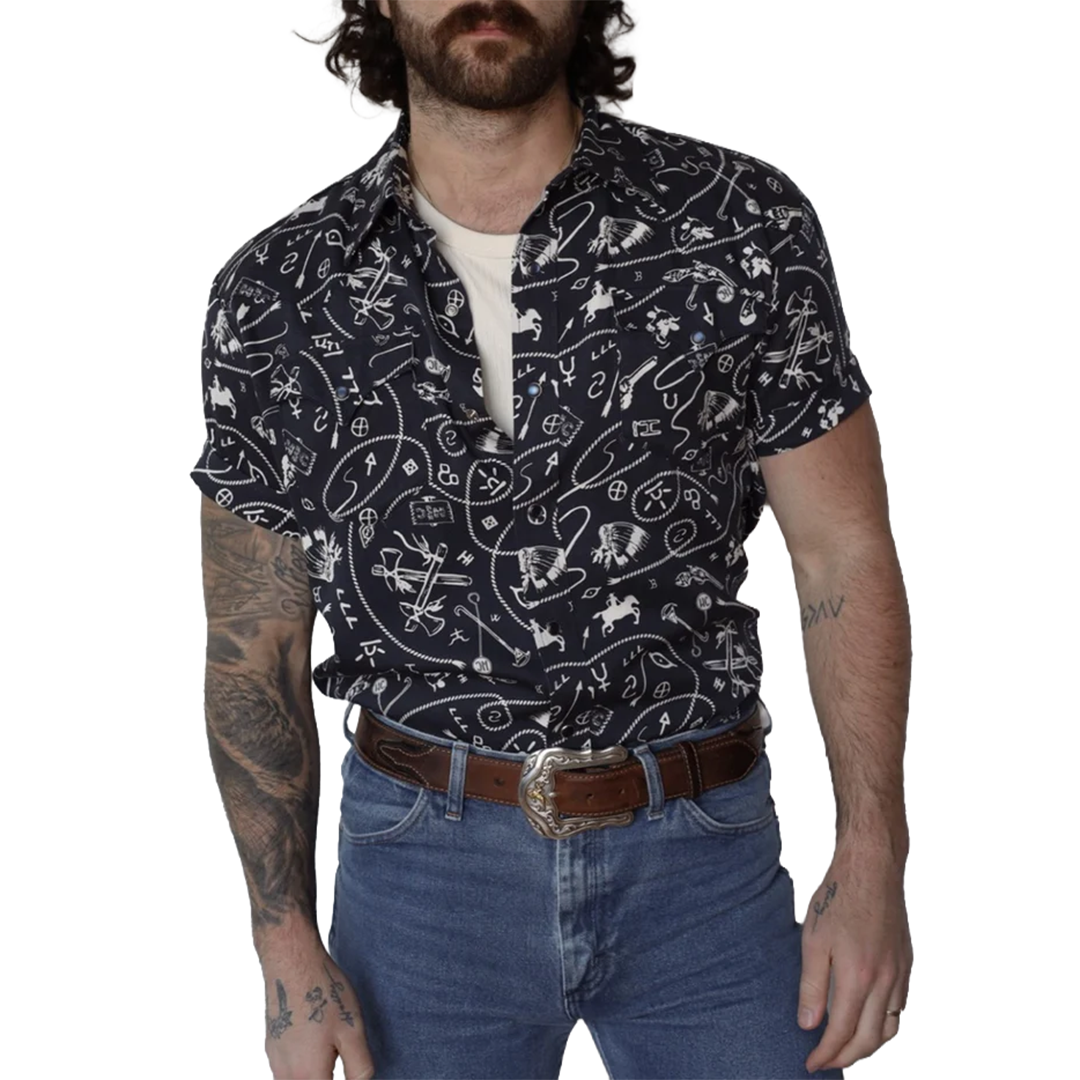 H Bar C Men's Newport Rockridge Short Sleeve Snap Shirt