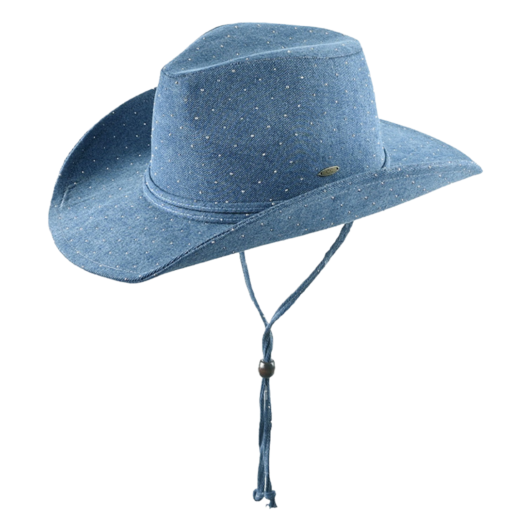 C.C Brand Unisex All Over Rhinestone Denim Cowboy Hat