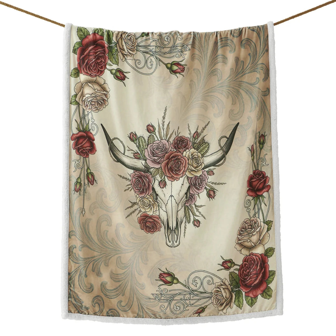 Hi End Accents Rowena Longhorn Campfire Sherpa Throw