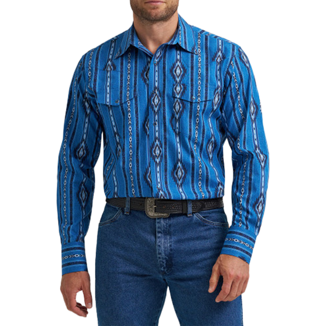 Wrangler Men's Checotah Aztec Long Sleeve Snap Shirt