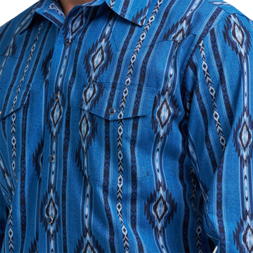 Wrangler Men's Checotah Aztec Long Sleeve Snap Shirt