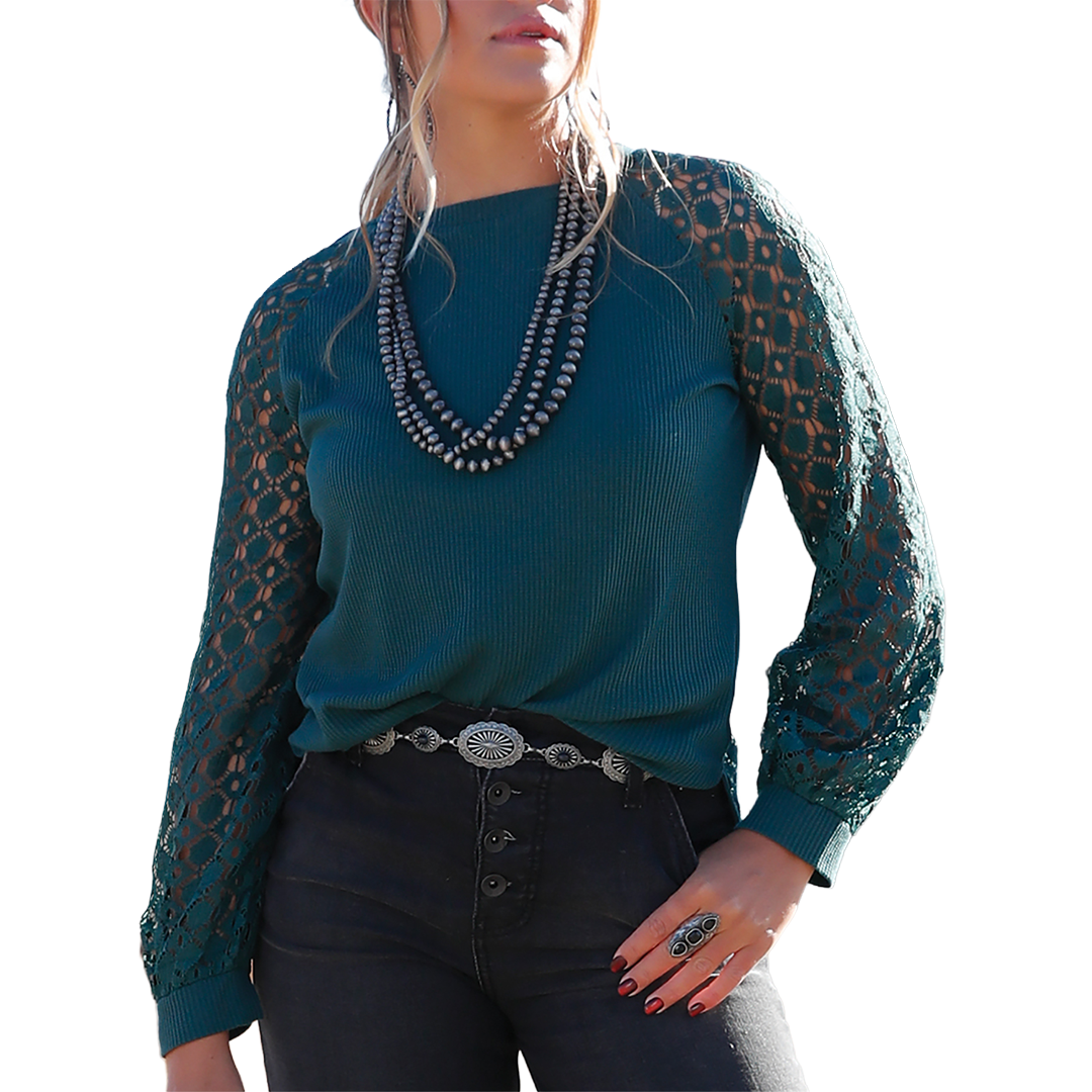 Cruel Denim Women's Crocheted Long Sleeve Top