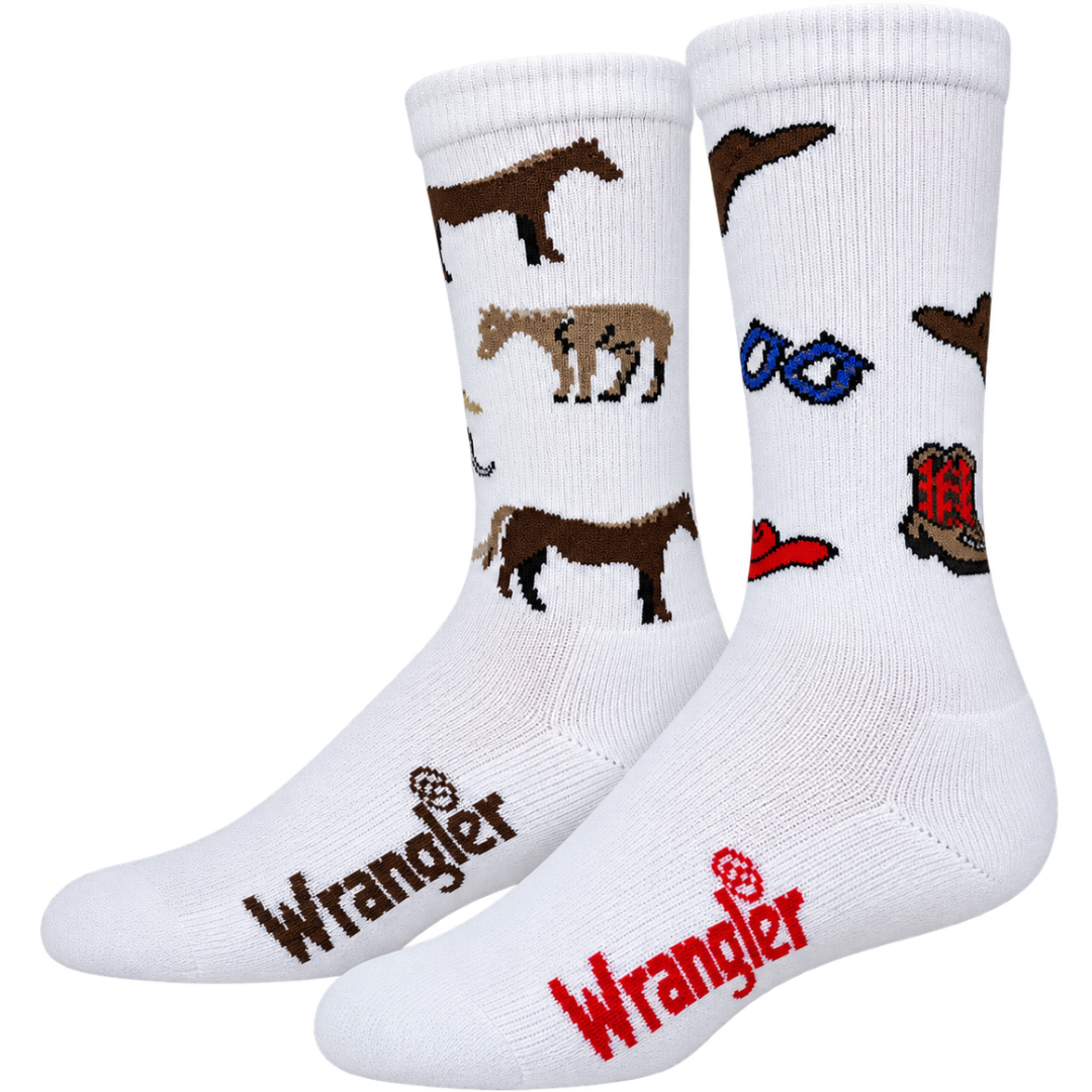 Wrangler Lot de 2 tee-shirts à col rond motif chevaux pour enfant