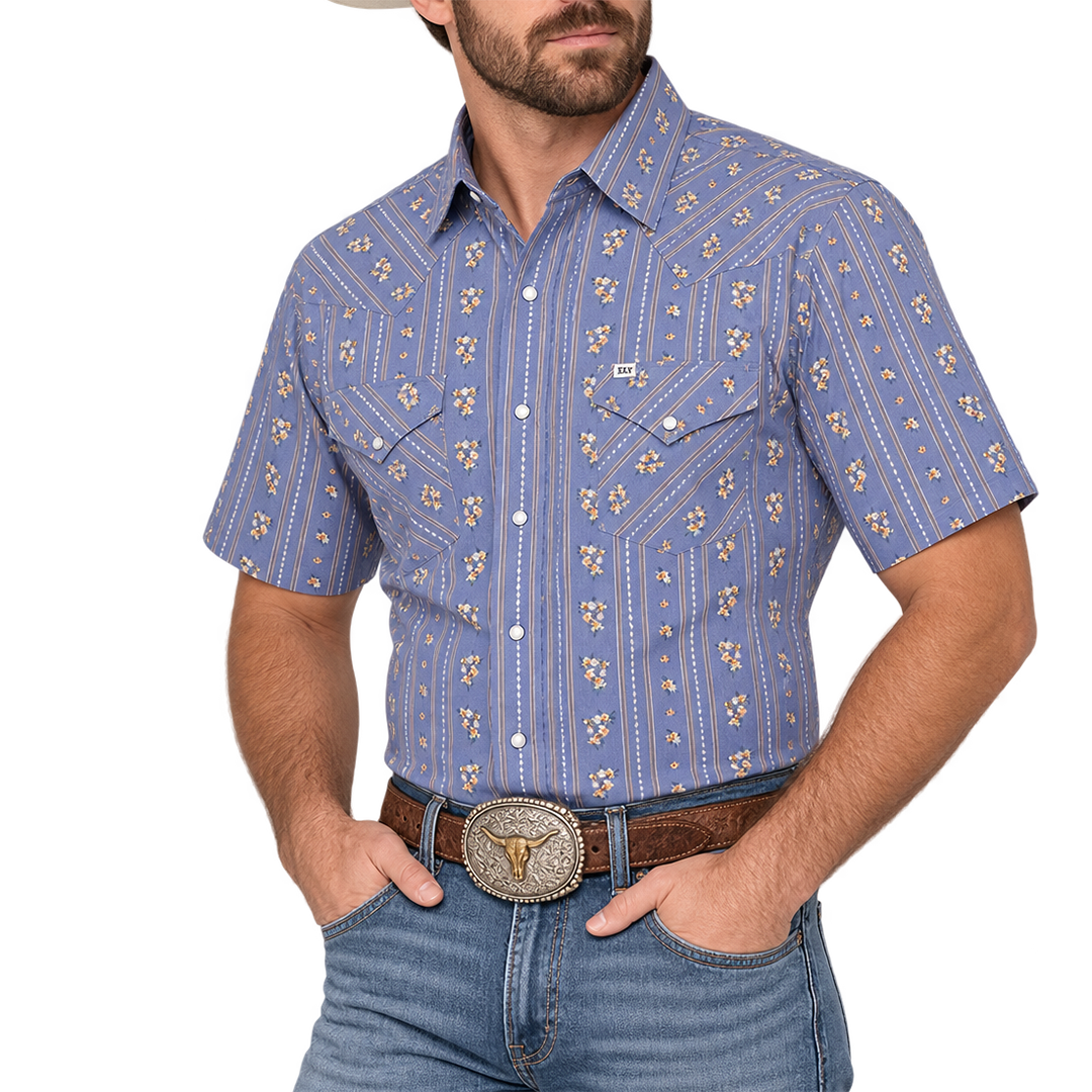 Chemise à manches courtes à boutons pression à carreaux Ely Cattleman pour homme