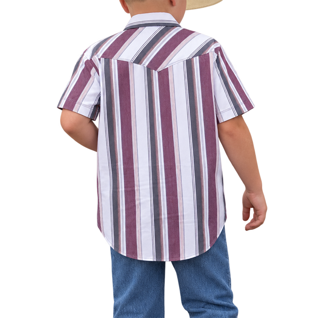 Cinch Boys' Striped Print Short Sleeve Snap Shirt