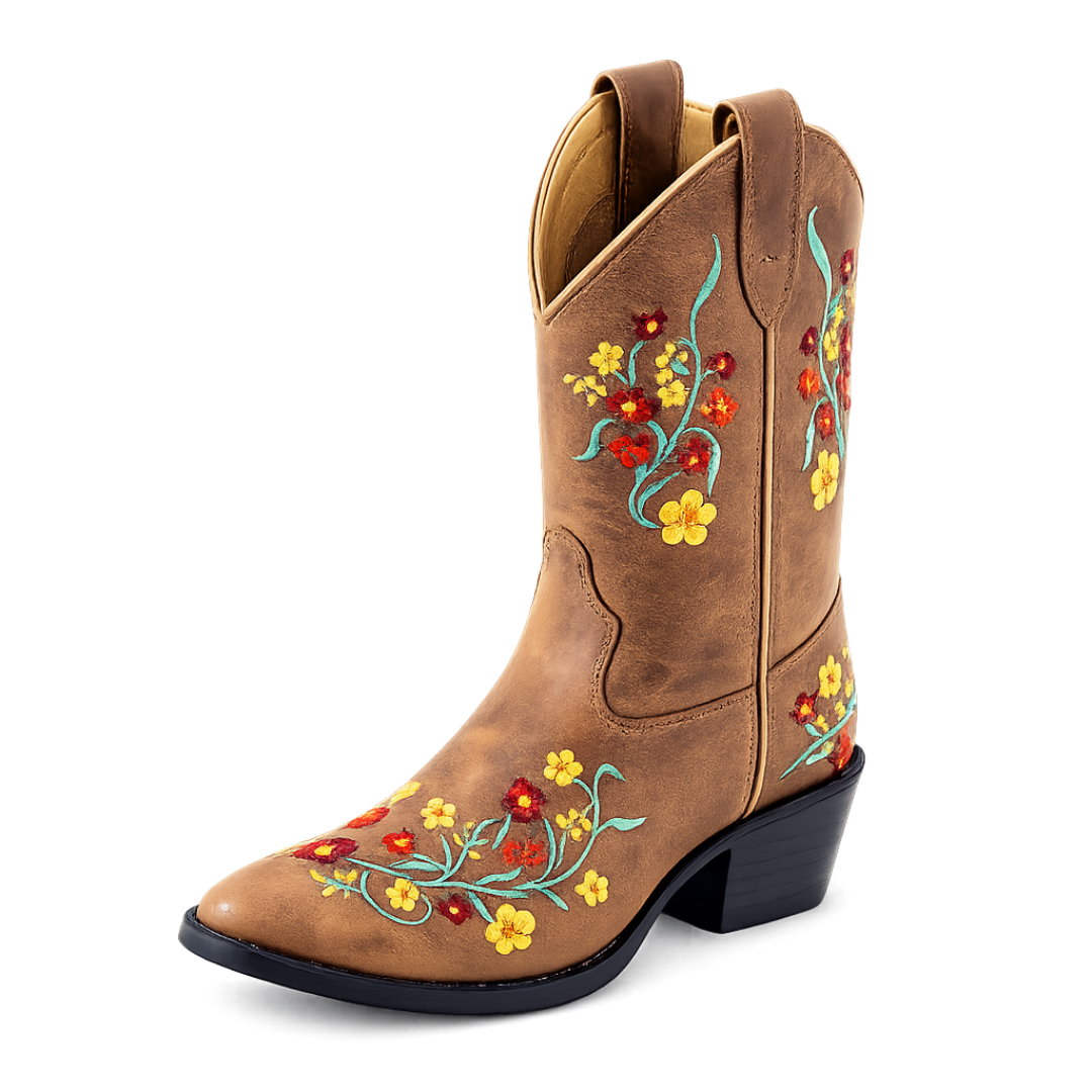 Old West Girls' Floral Western Boot