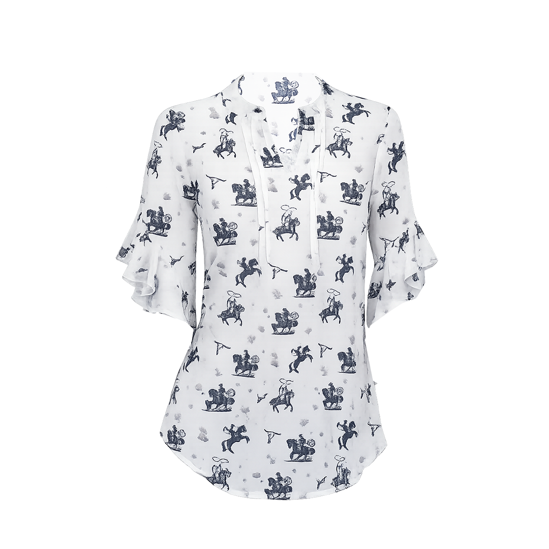Chemisier à manches 3/4 imprimé tête de mort Cowgirl Hardware pour femme