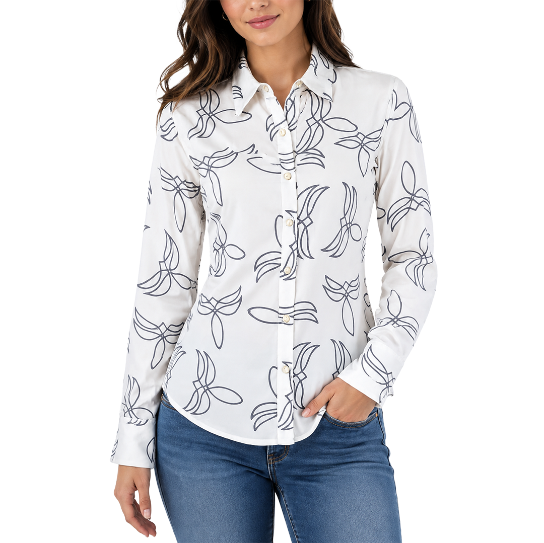 Cowgirl Hardware Women's Boot Stich Print Long Sleeve Snap Shirt