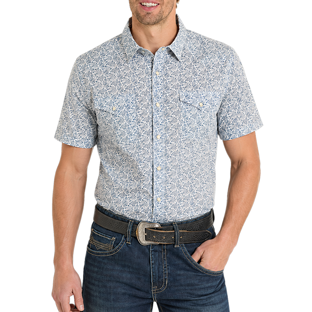 Panhandle Men's Vintage Paisley Short Sleeve Snap Shirt
