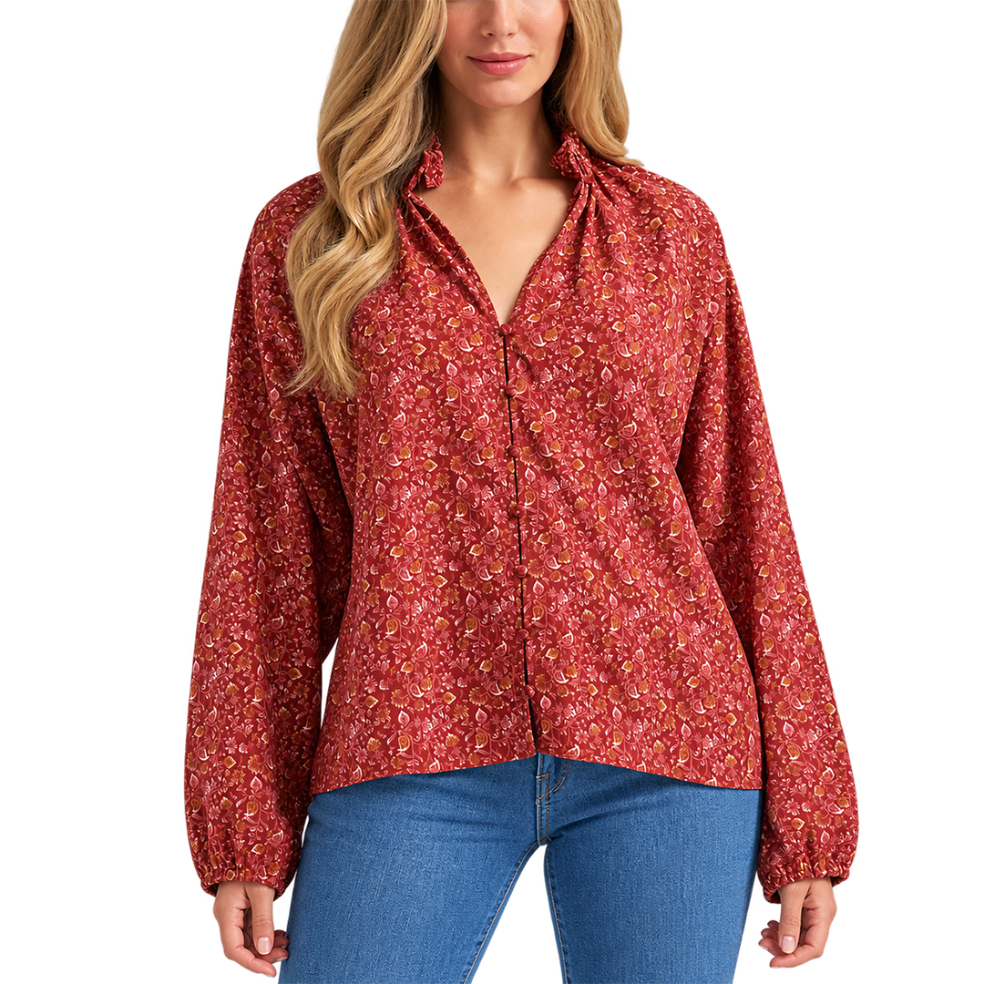 Wrangler Women's Button Front Princess Blouse
