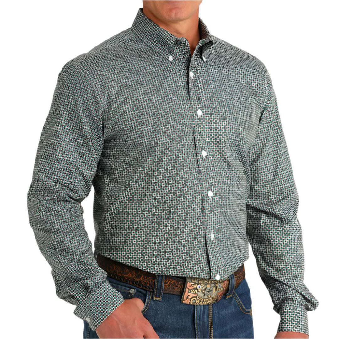 Chemise boutonnée à manches longues imprimé géométrique Cinch pour homme