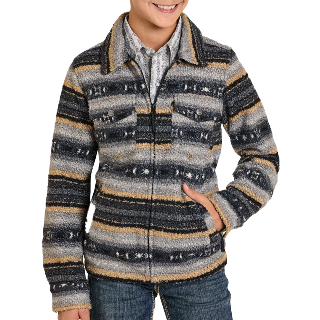 Powder River Outfitters Boys' Striped Aztec Berber Jacket