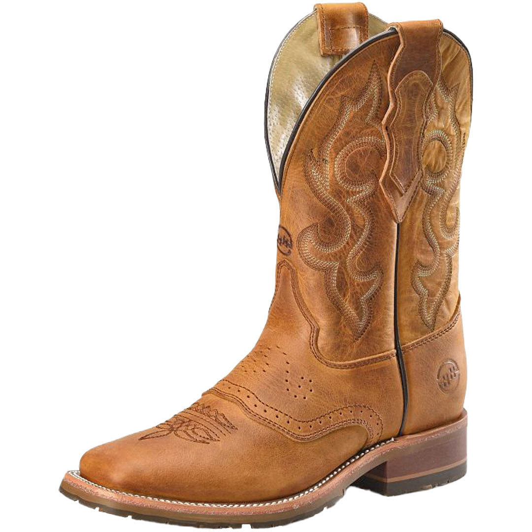 Bottes homme double H brodées bottes de cowboy marron bout