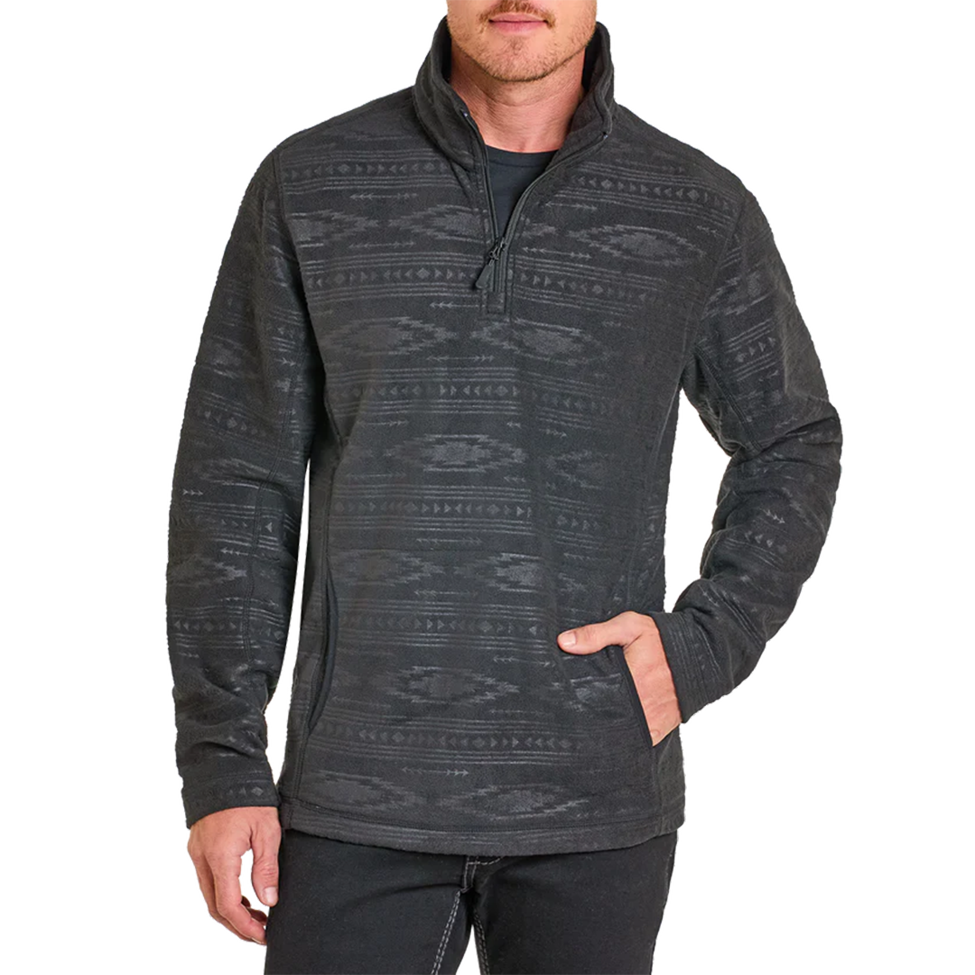 Pull polaire Panhandle pour homme à col zippé 1/4 avec imprimé aztèque