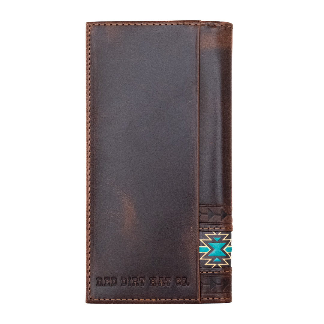 Red Dirt Hat Co. Portefeuille Pliant Châtaigne Huilée Avec Grand Portefeuille Southwestern