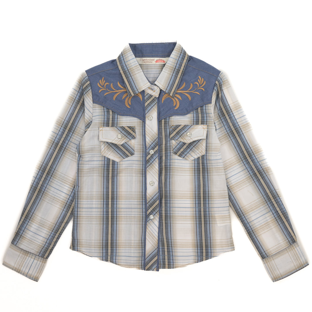 Cumberland Outfitters Girls' Plaid Snap Shirt