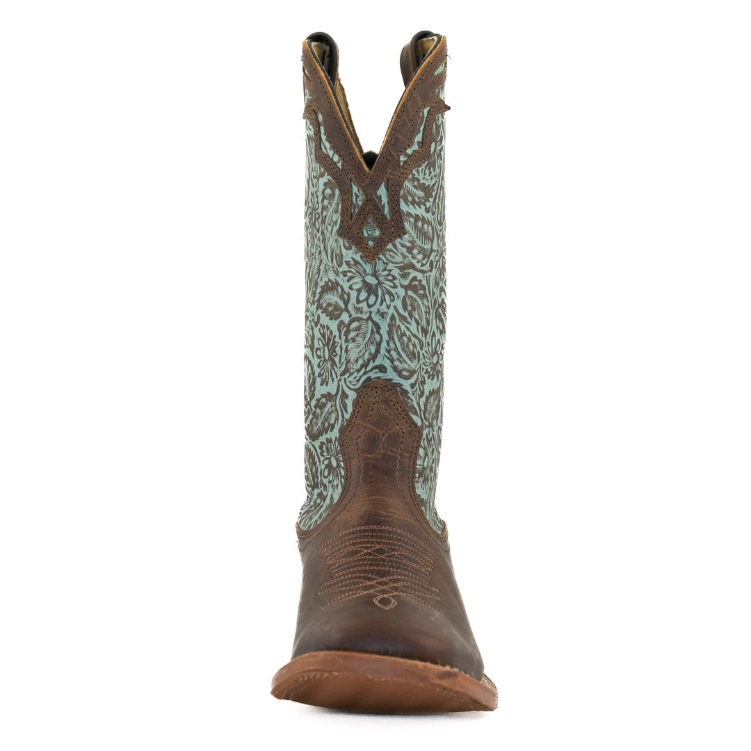 Boulet Women's Square Toe Cowgirl Boots in Turquoise