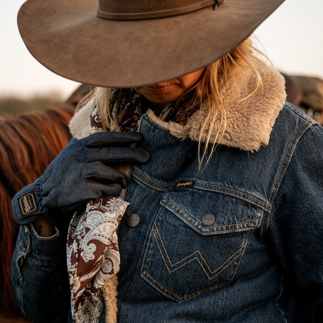 Wrangler Women's Western Sherpa Lined Denim Range Coat