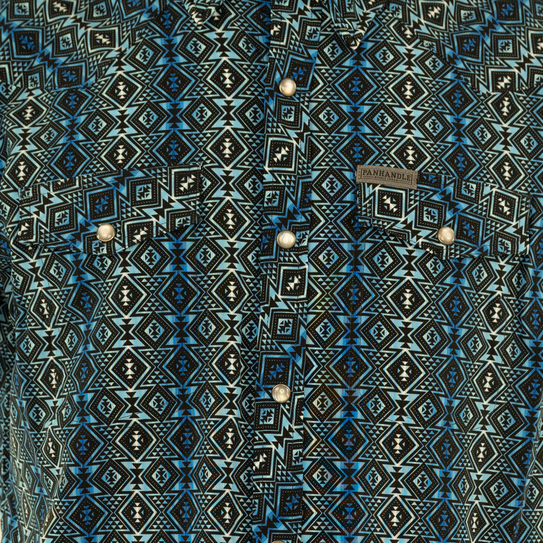Panhandle Men's Aztec Print Short Sleeve Snap Shirt