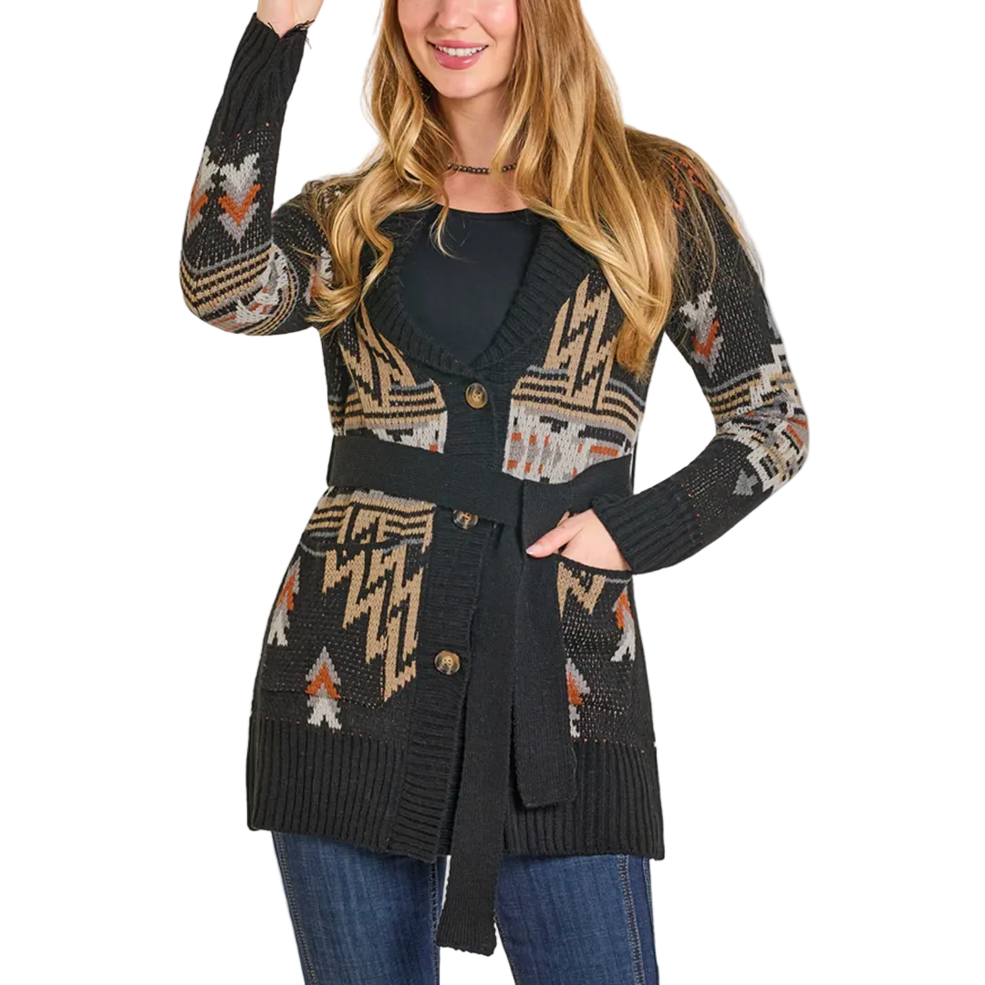 Panhandle Slim Women's Aztec Belted Cardigan