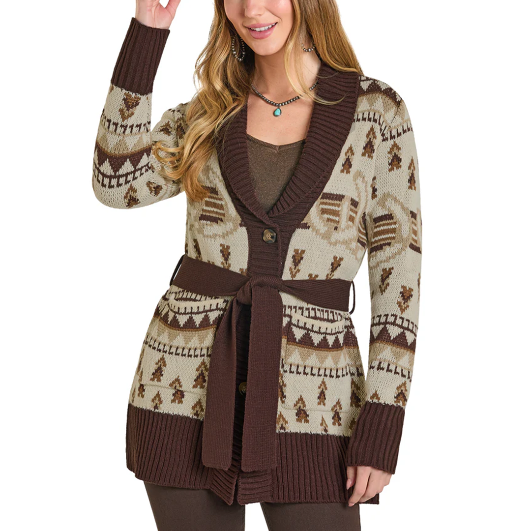 Panhandle Slim Women's Horse Shoe Belted Cardigan