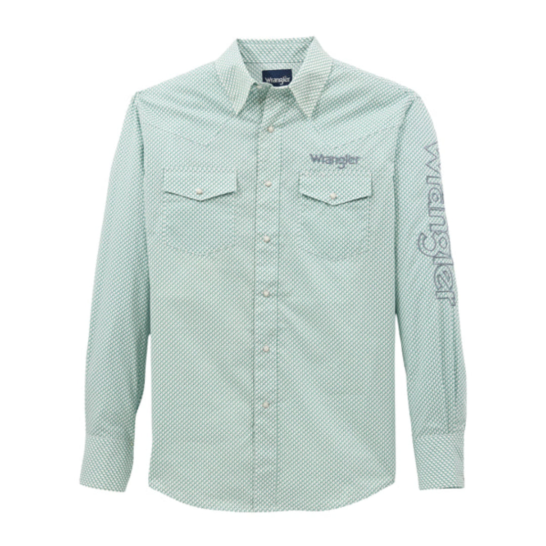 Wrangler Men's Logo Long Sleeve Snap Shirt