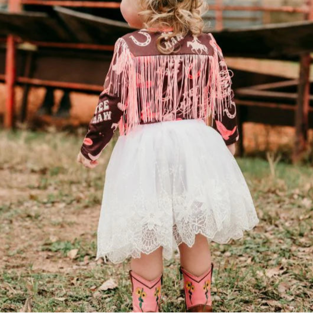 Shea Baby Baby Girls' Yeehaw Cowgirl Fringe Long Sleeve Onesie