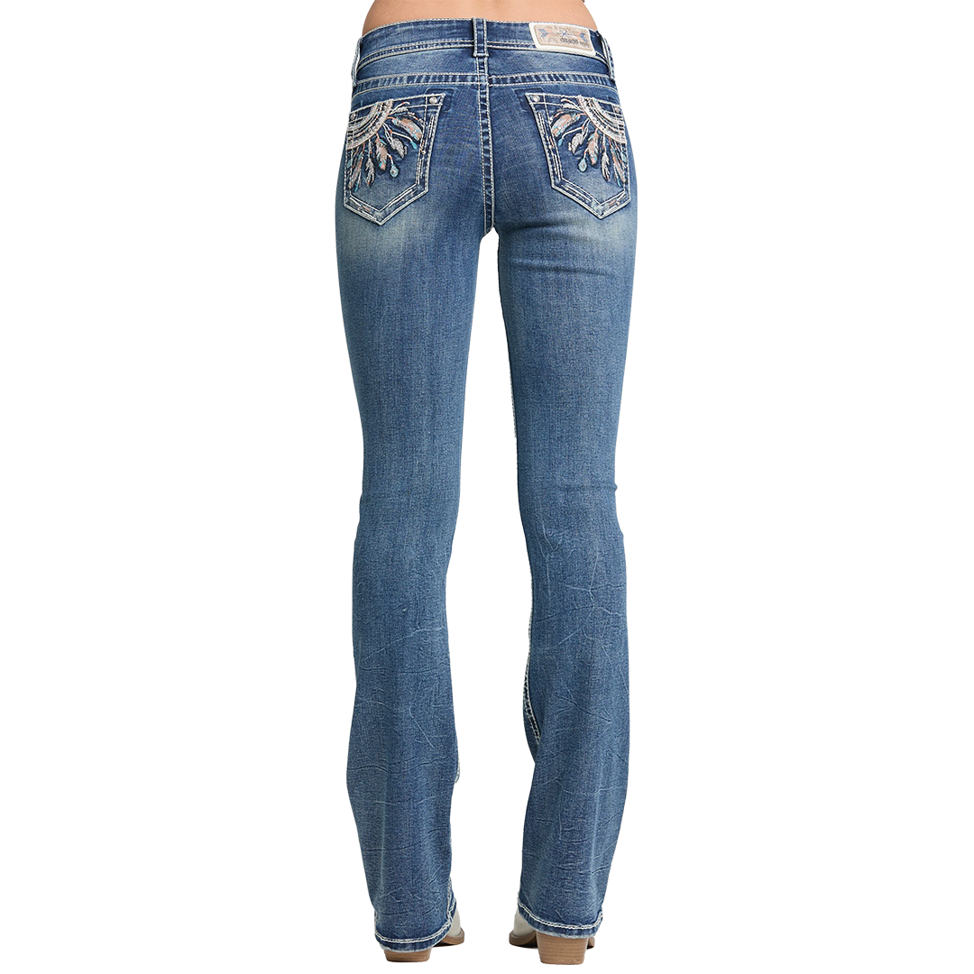 Jean bootcut brodé fer à cheval Grace in LA pour femme
