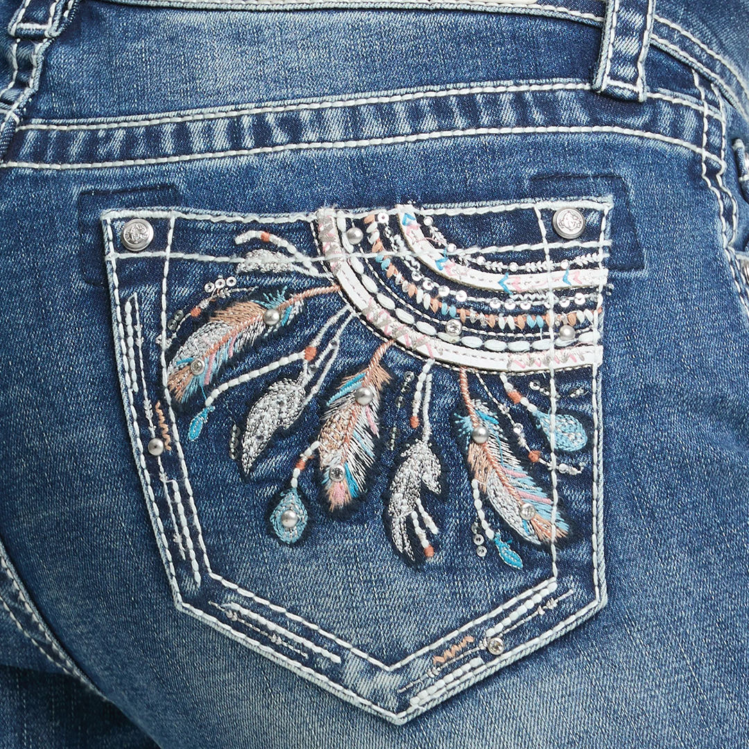 Jean bootcut brodé fer à cheval Grace in LA pour femme