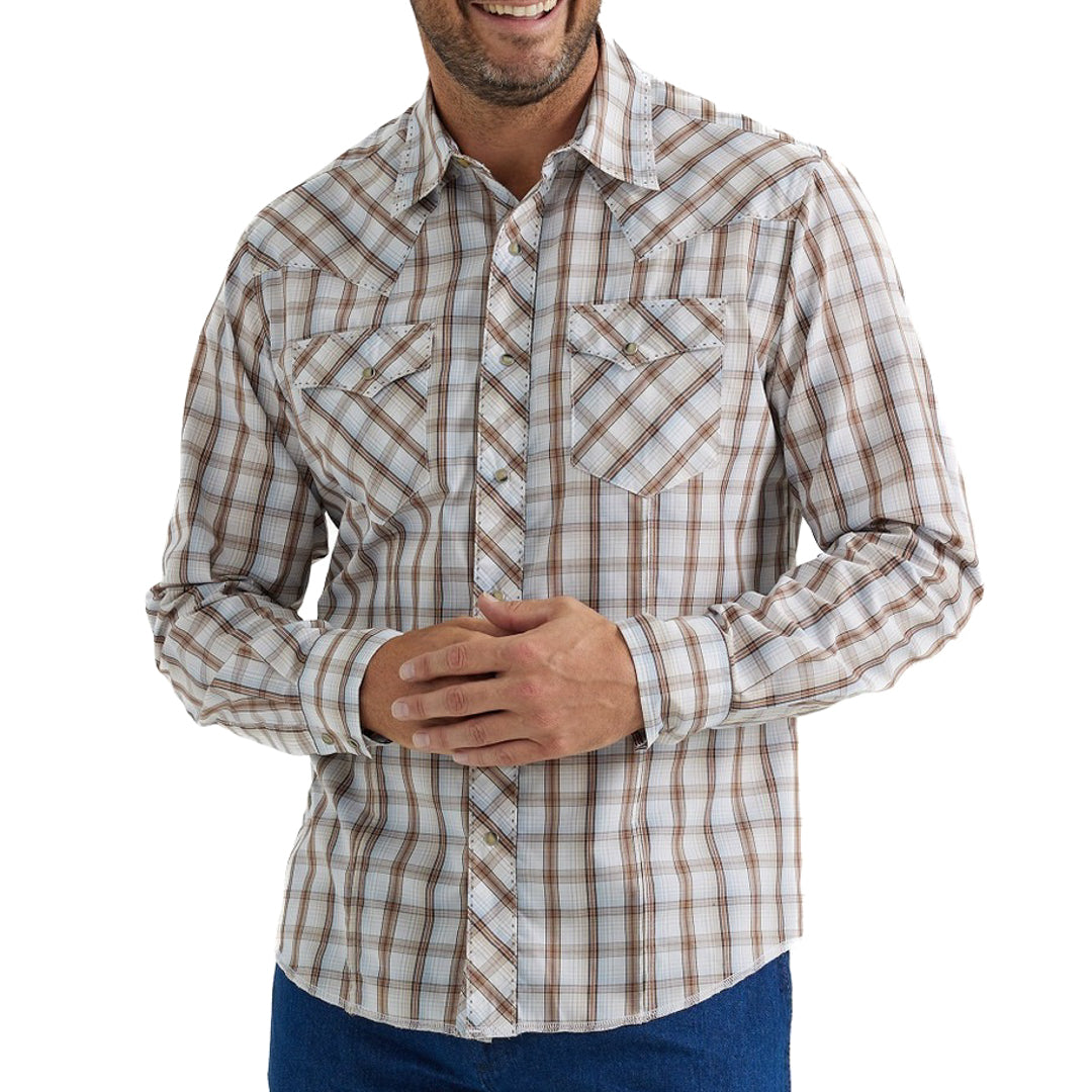 Wrangler Men's 20X Competition Plaid Snap Shirt In Brown