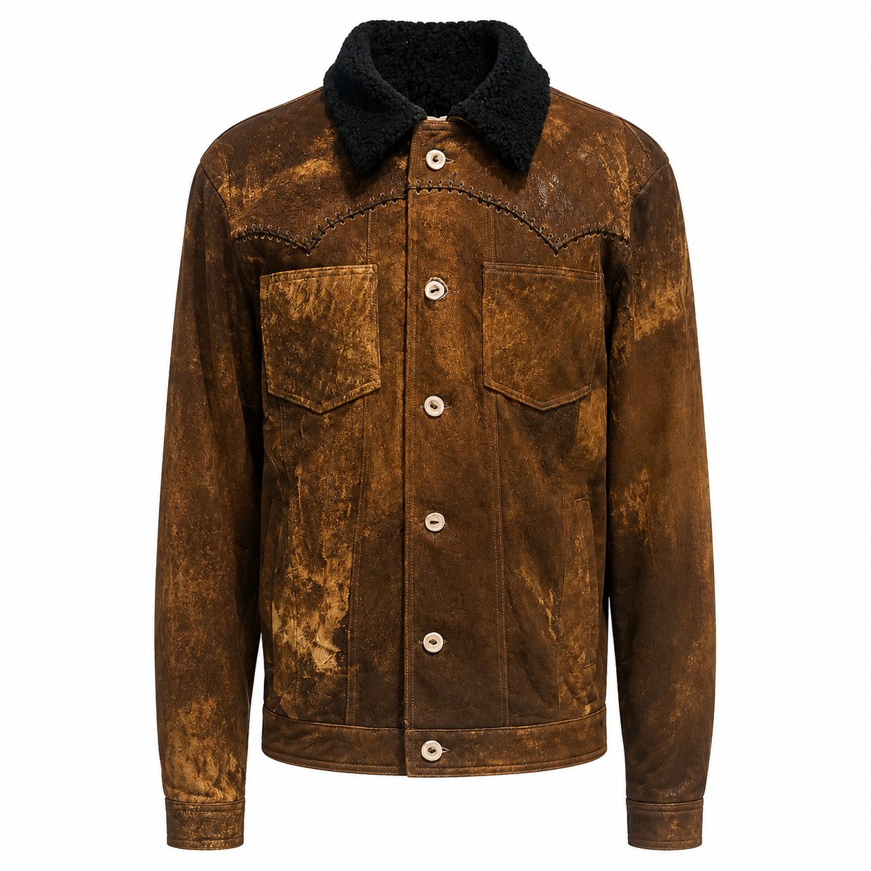 Blouson en cuir vieilli à franges Juan Antonio pour femme