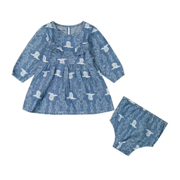 Robe en jean à manches longues et ourlet à volants Wrangler pour fille