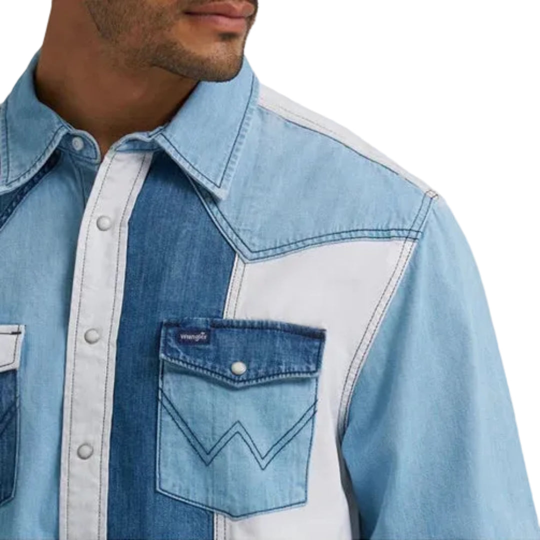 Chemise à boutons-pression manches longues Western vintage Wrangler pour homme