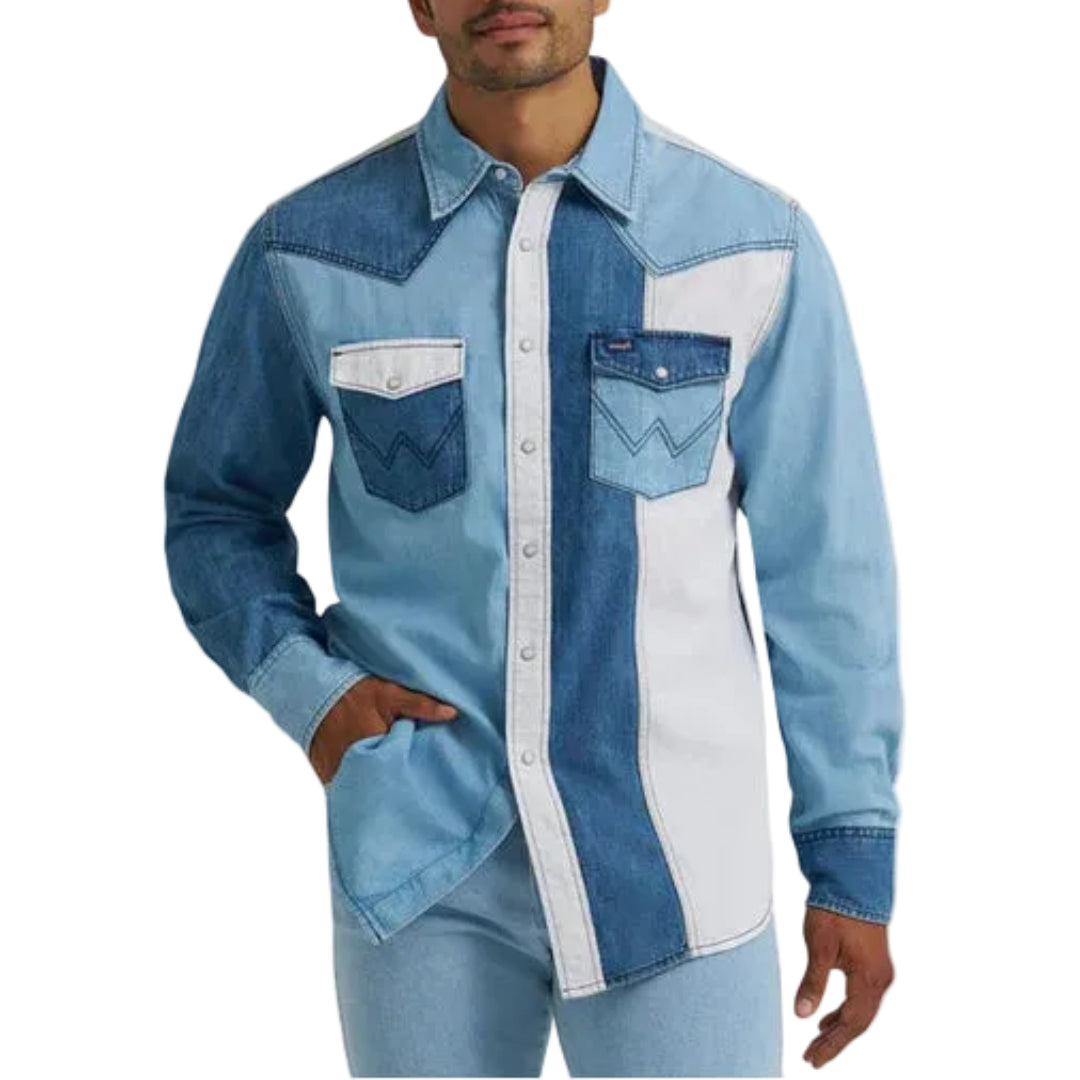 Chemise à boutons-pression manches longues Western vintage Wrangler pour homme