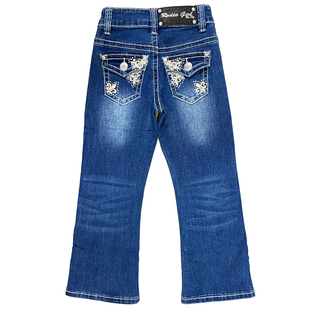 Rodeo Girl Girls' Mandala Embroidery Bootcut Jeans