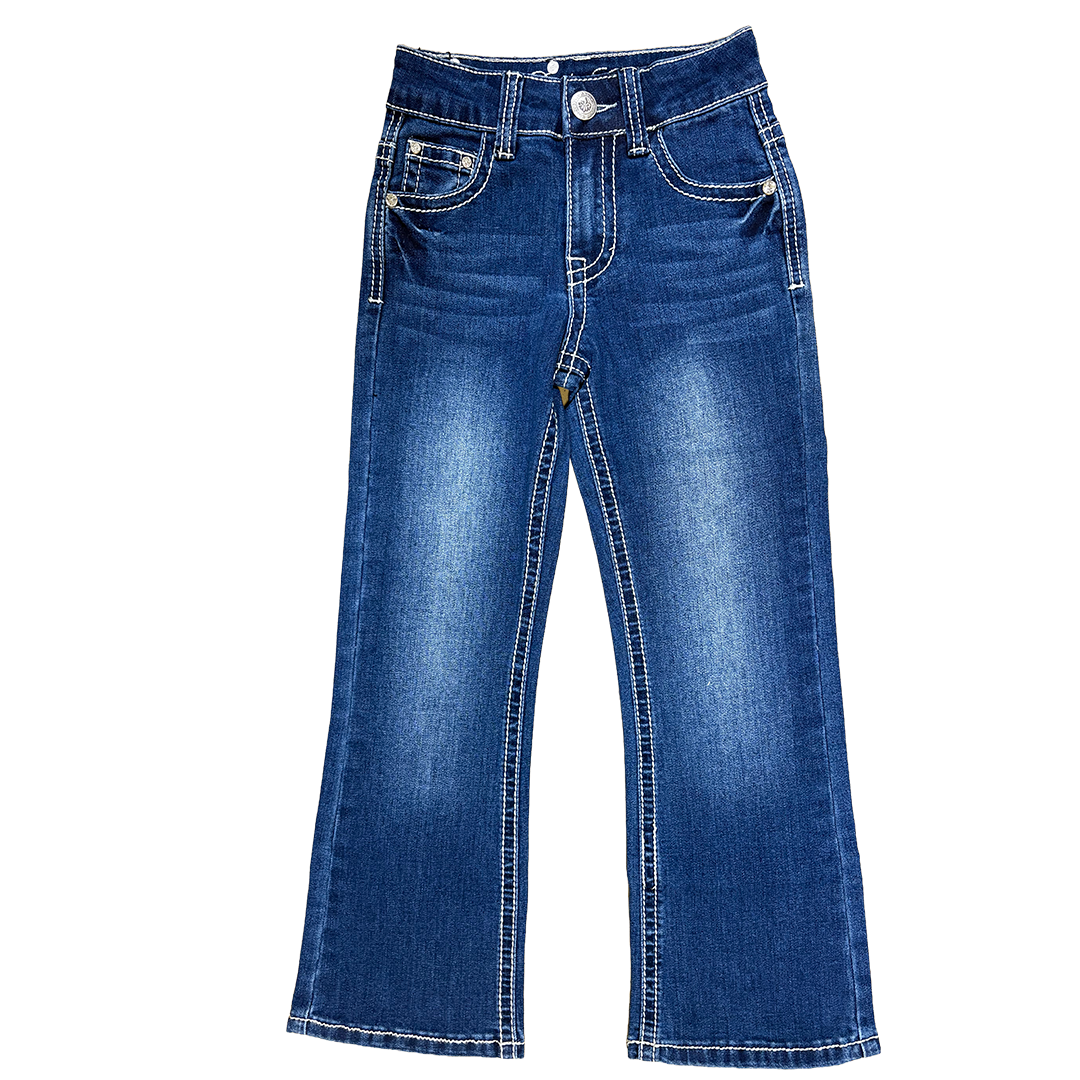 Rodeo Girl Girls' Feathers Embroidery Bootcut Jeans