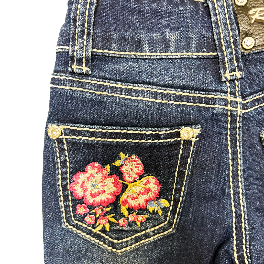Rodeo Girl Toddler  Girls' Pink Flower Embroidery Bootcut Jeans