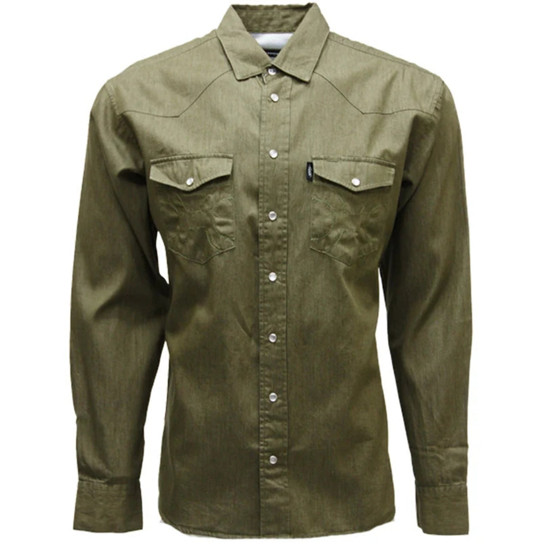 Hooey Brands Men's Del Denim Chambray Long Sleeve Snap Shirt