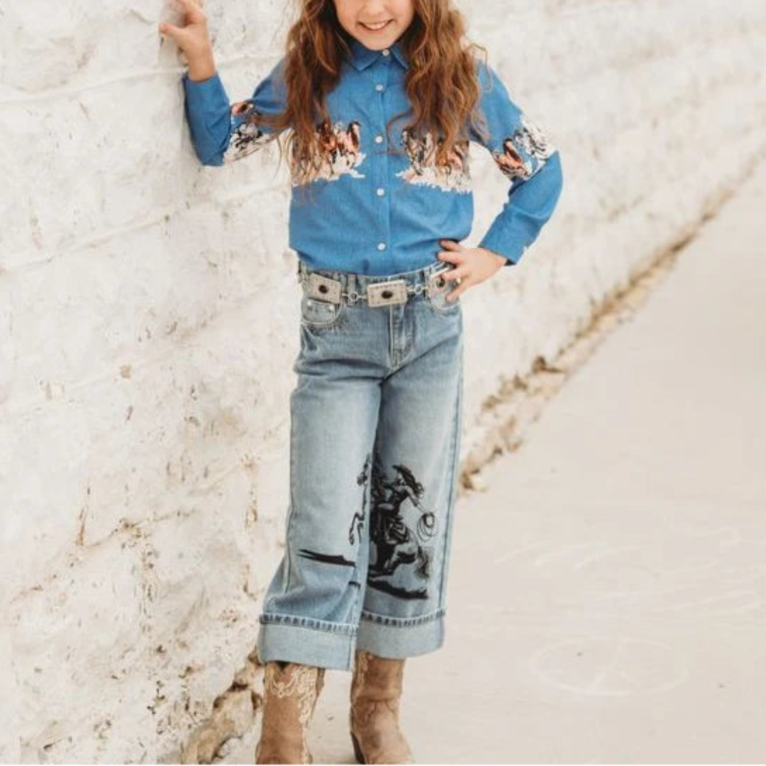 Haut à manches longues pour bébés et tout-petits Shea Baby Fille avec franges à motif cheval