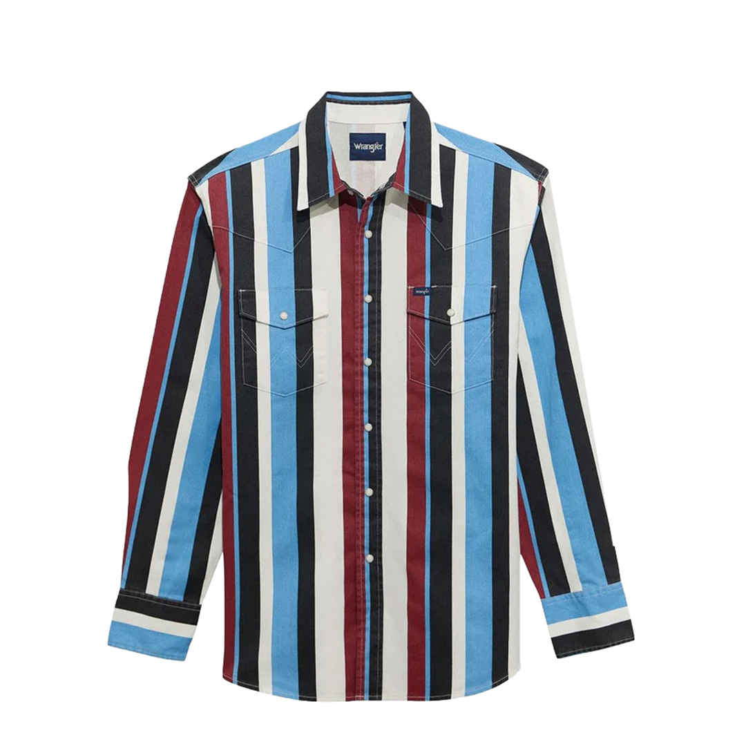 Wrangler Boys' Vintage-Inspired Brushpopper Western Long Sleeve Snap Shirt