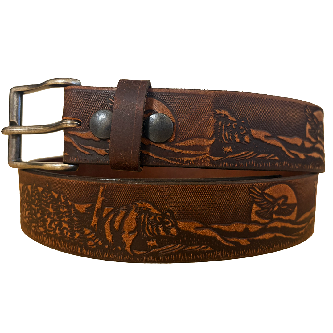 Cowboy Collection Men's Wildlife Leather Belt