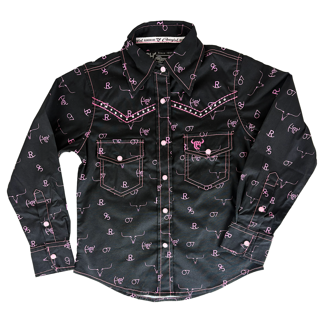 Cowgirl Hardware Girls' Western Print Snap Shirt