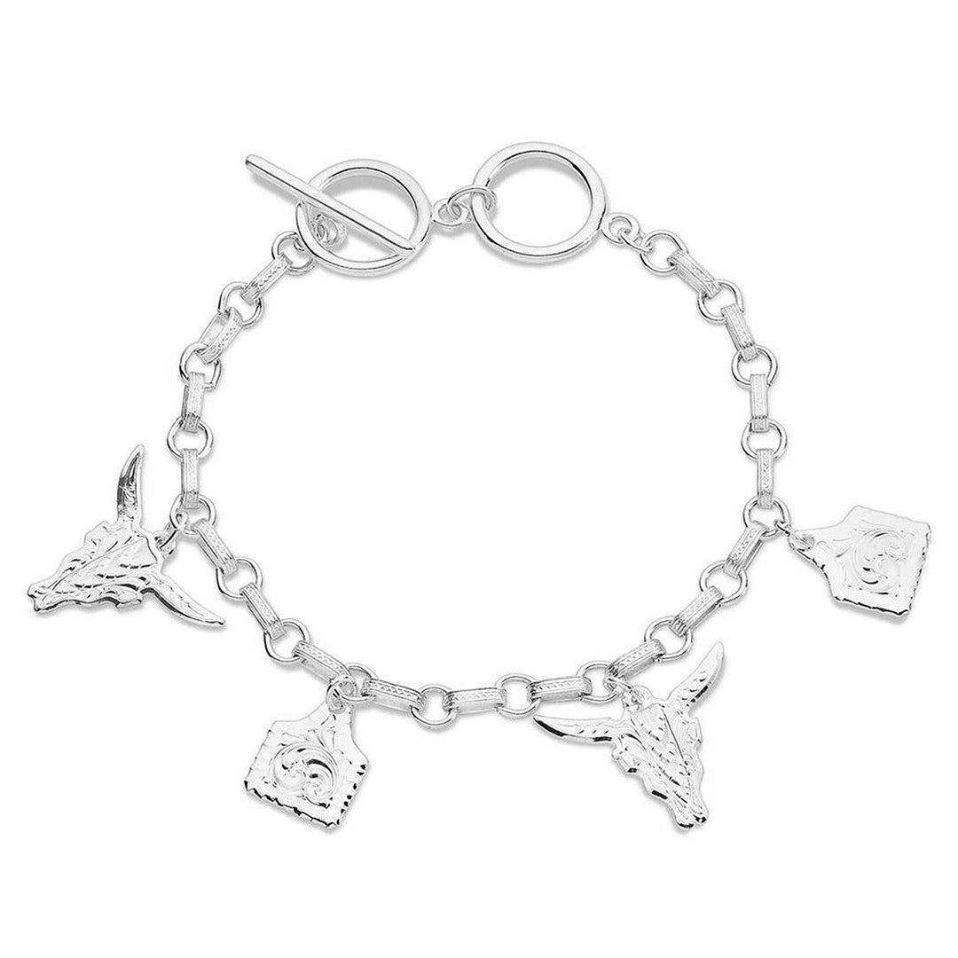 Montana Silversmiths Longhorn & Tags Charm Bracelet