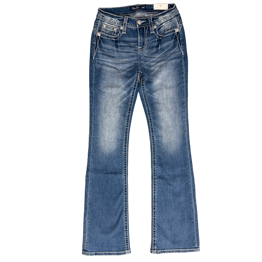 Miss Me Women's Head Feather Bootcut Jeans