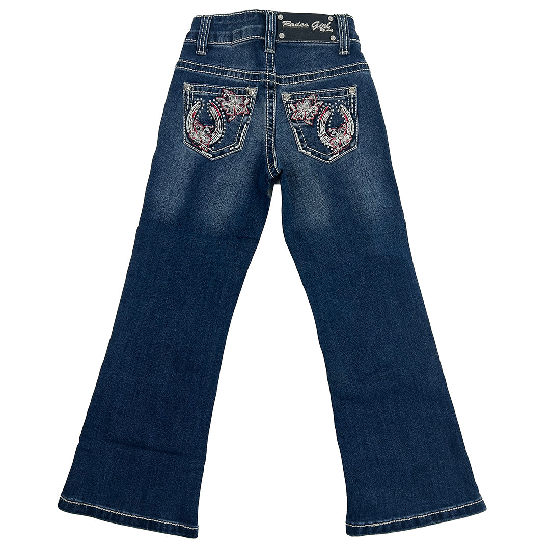 Rodeo Girl Girls' Horseshoe Embroidery Bootcut Jeans