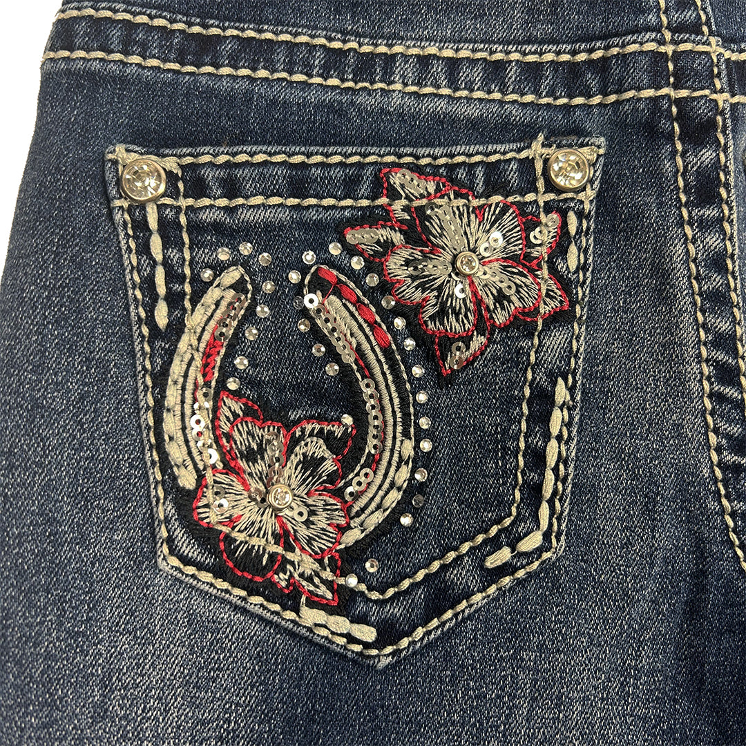 Rodeo Girl Girls' Horseshoe Embroidery Bootcut Jeans