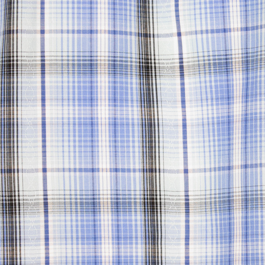 Wrangler Men's Fashion Short Sleeve Plaid Snap Shirt In Blue